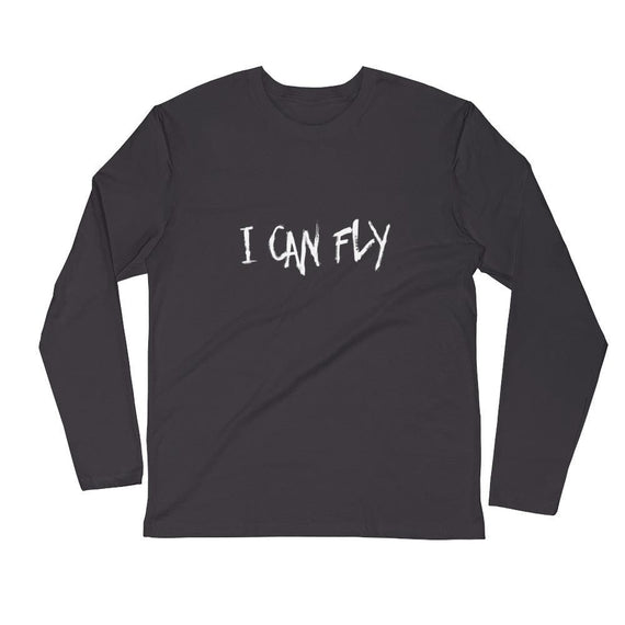 Mens Premium Fitted I Can Fly Ls - Heavy Metal / S